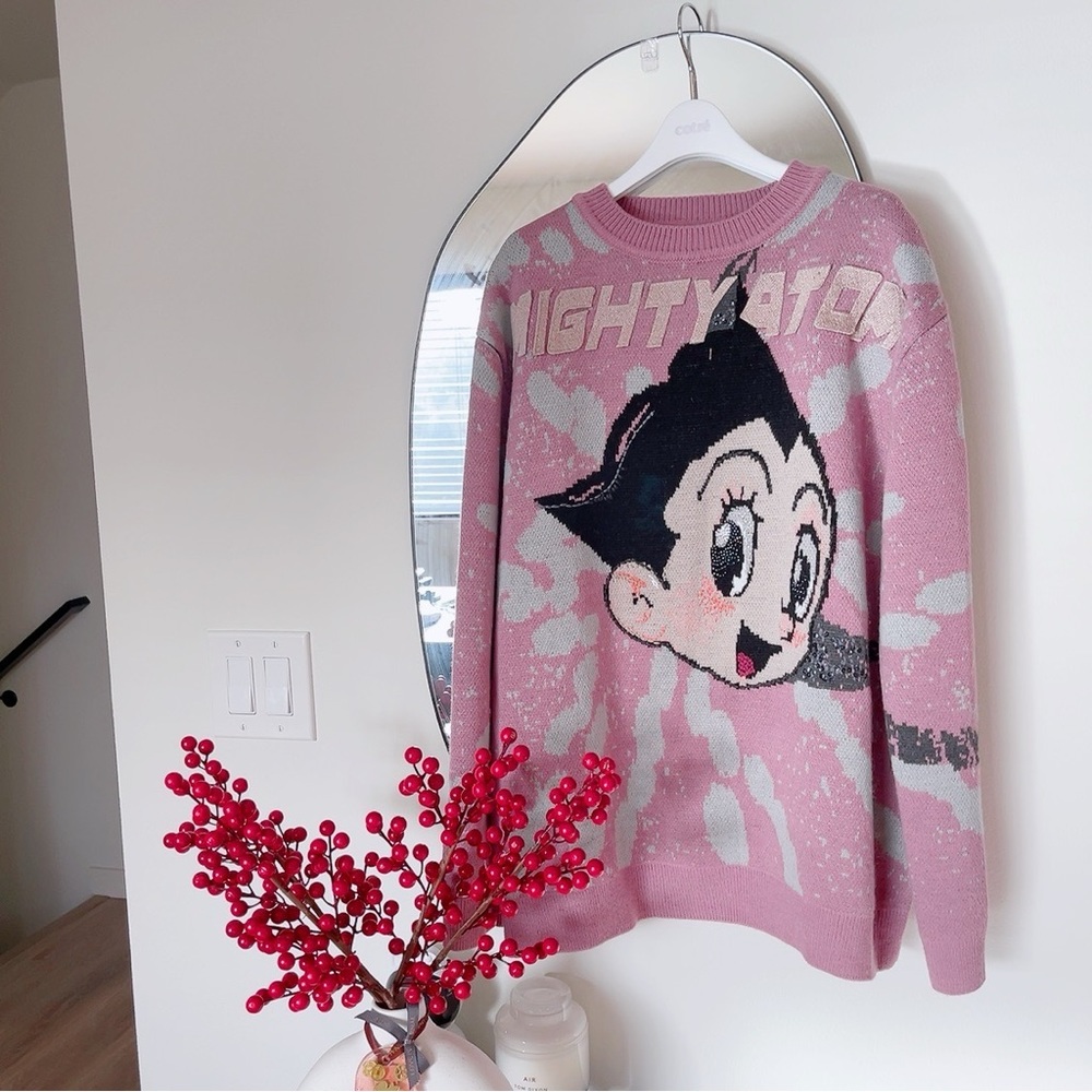 Women Pink Cartoon Sweater